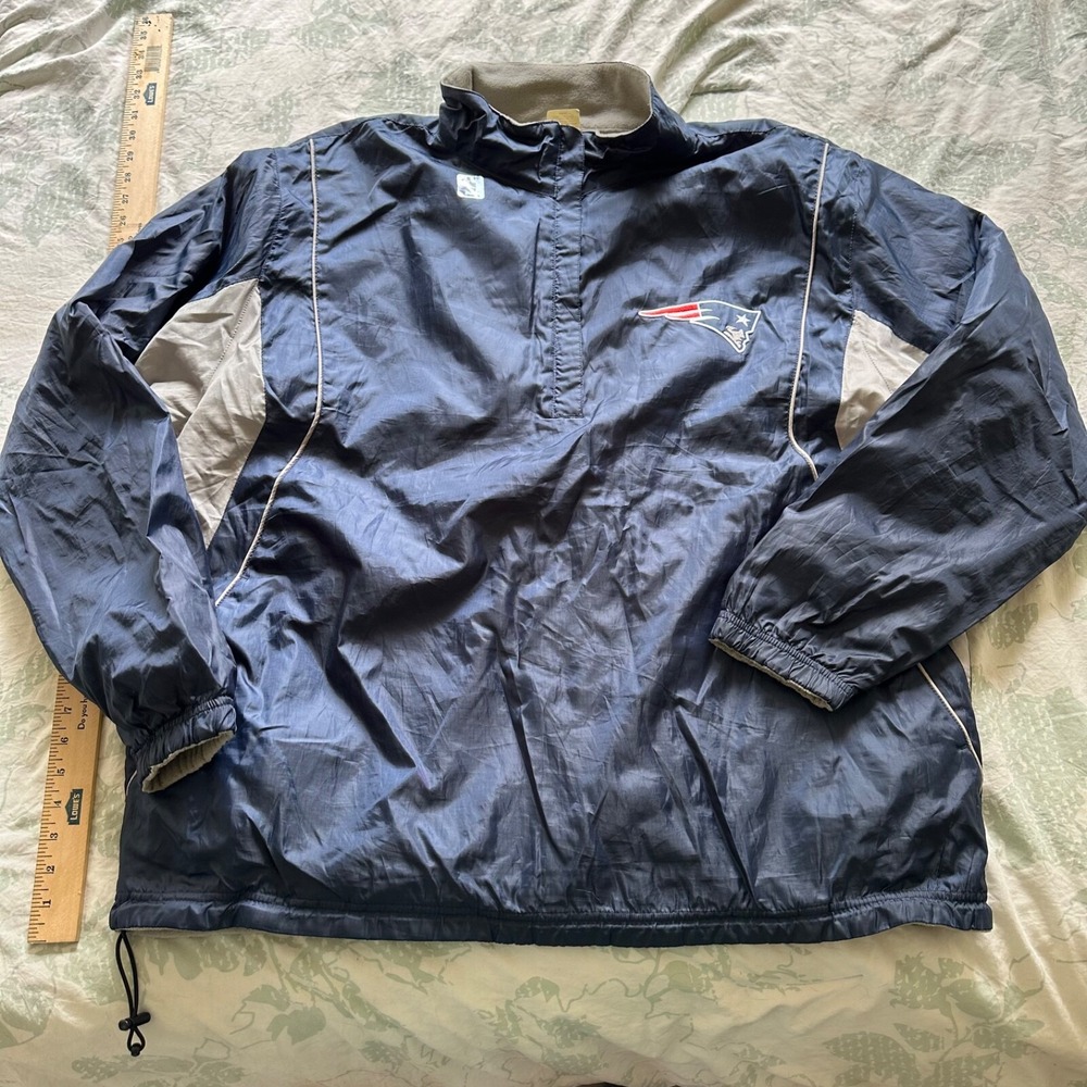New England Patriots Jacket XXL Official NFL Gray Navy 1/4 Zip Pullover